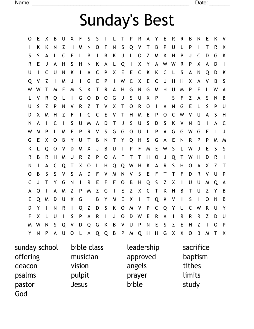 Sunday's Best  Word Search