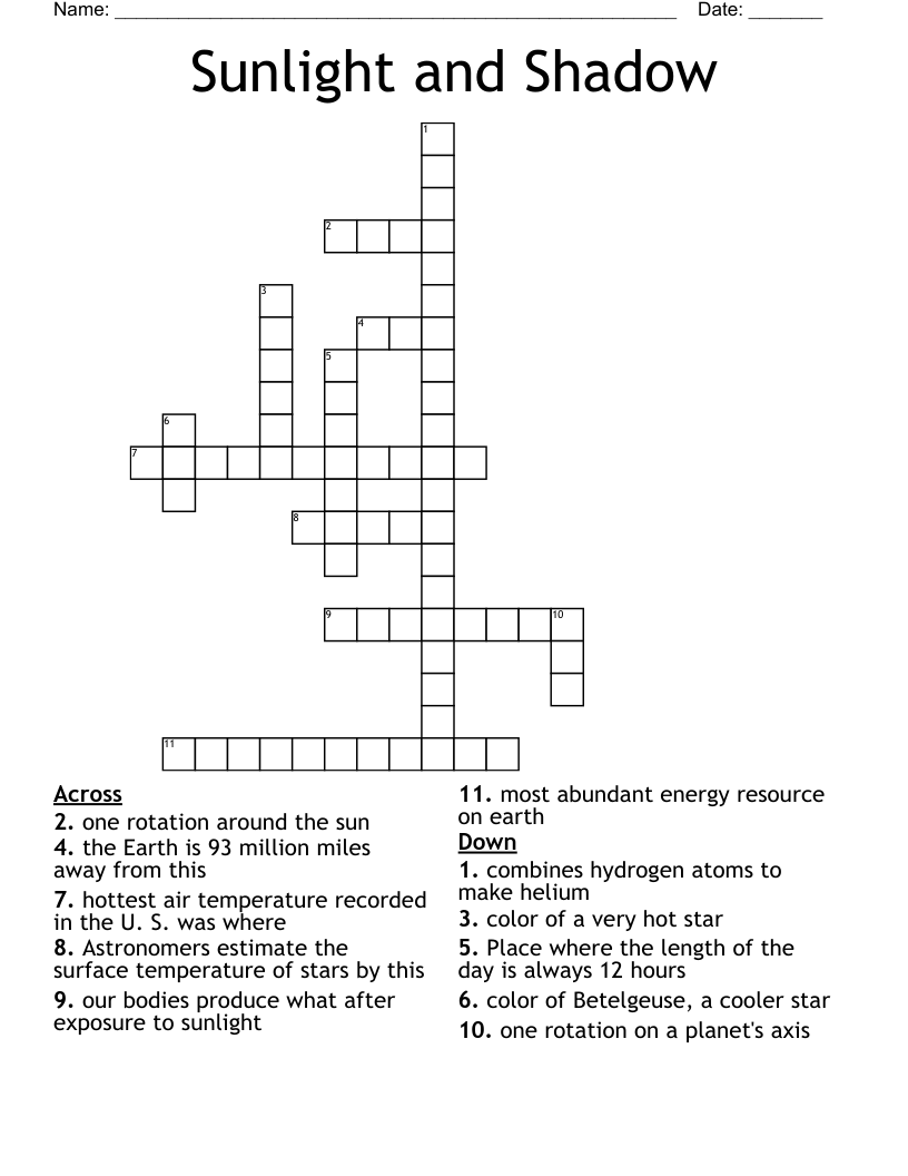 Sunlight and Shadow Crossword