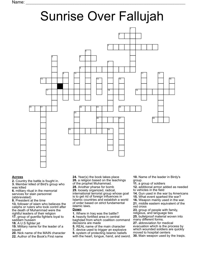 Sunrise Over Fallujah Crossword