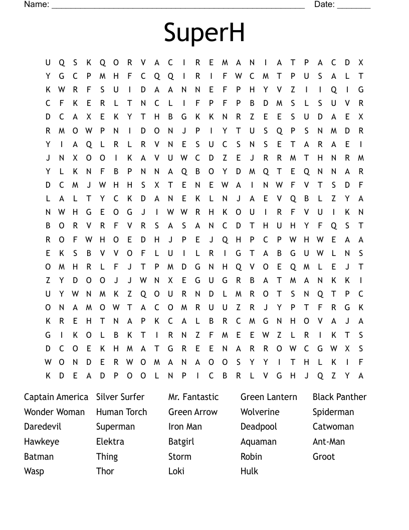 SuperH Word Search