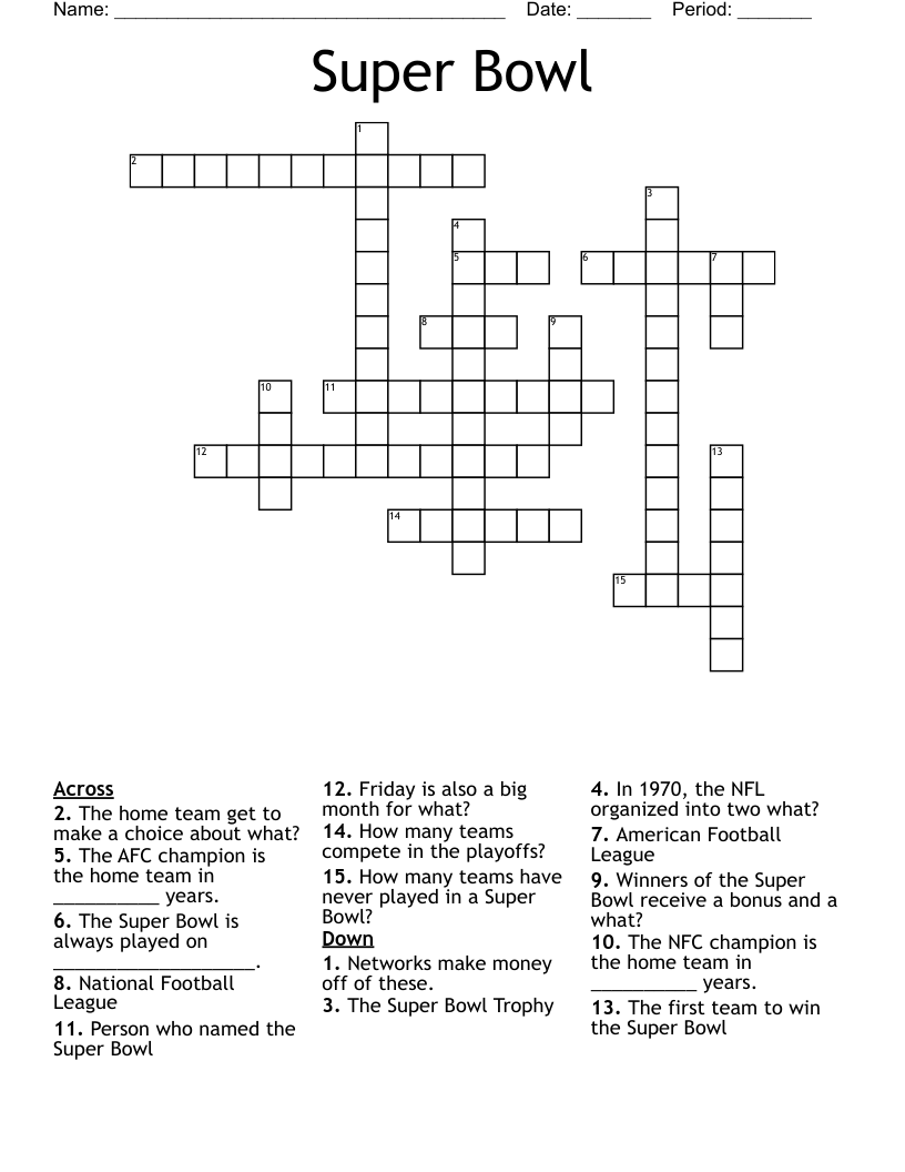 Super Bowl Crossword