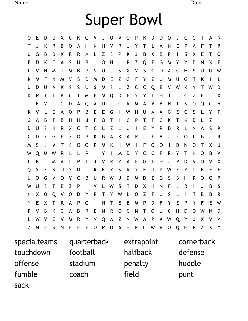Super Bowl Word Search