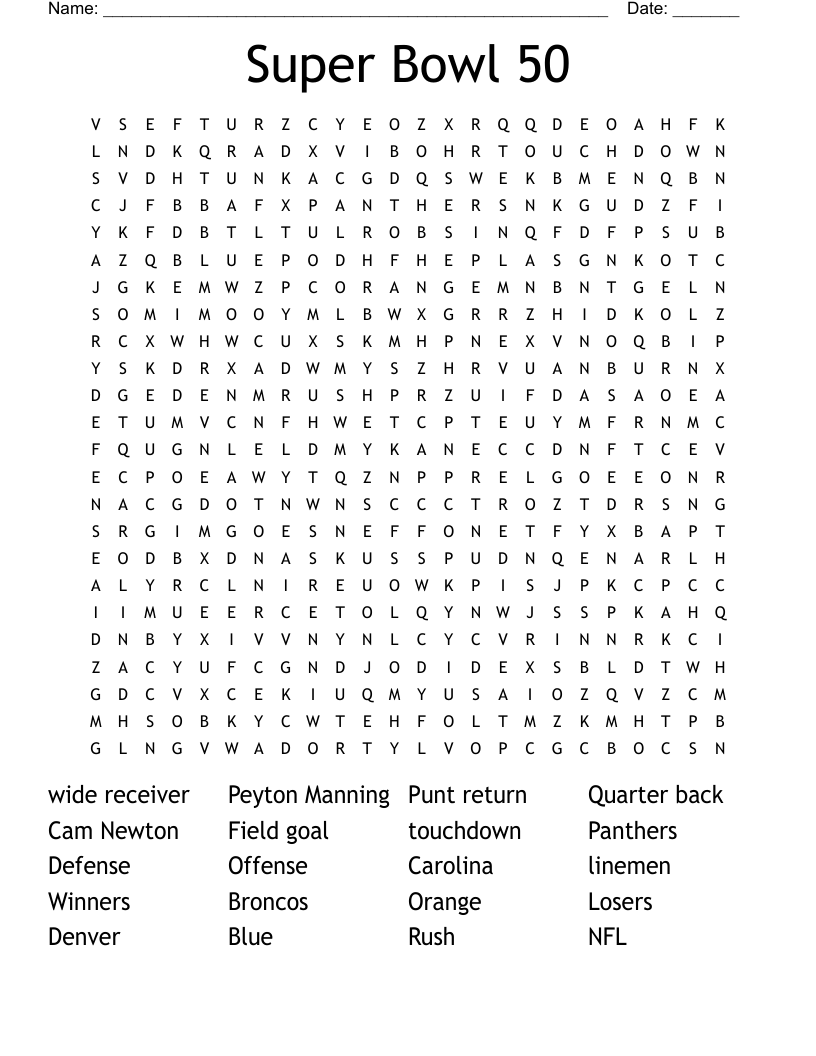 Super Bowl 50 Word Search