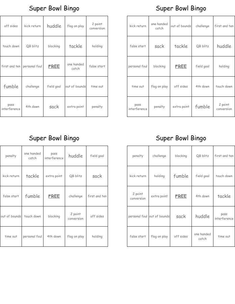 Super Bowl Bingo