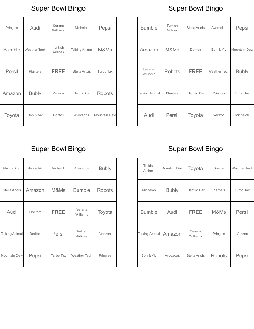 Super Bowl Bingo