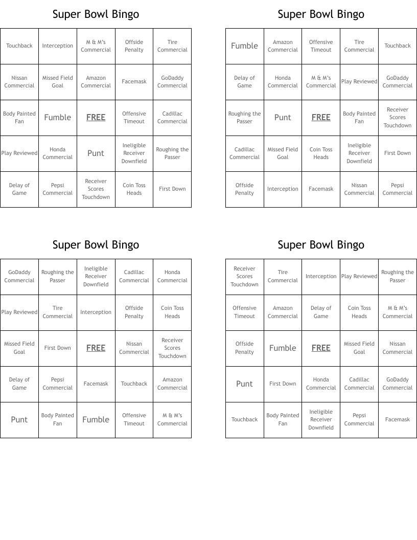 Super Bowl Bingo