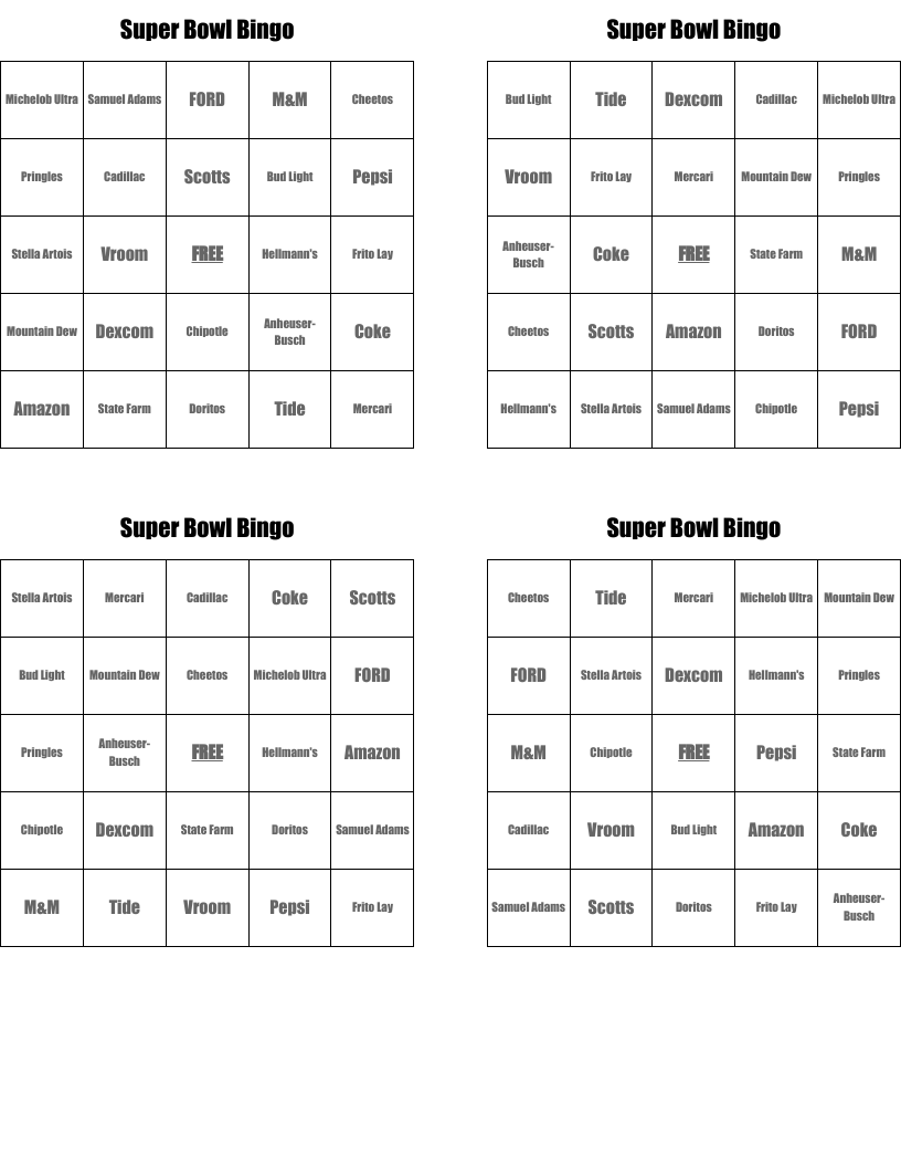 Super Bowl Bingo 
