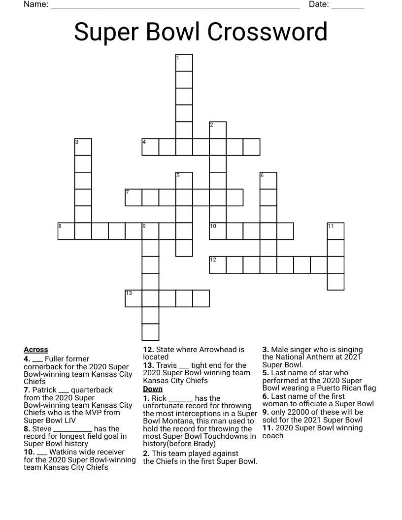 Super Bowl Crossword