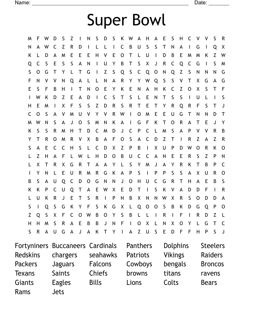 Super Bowl  Word Search