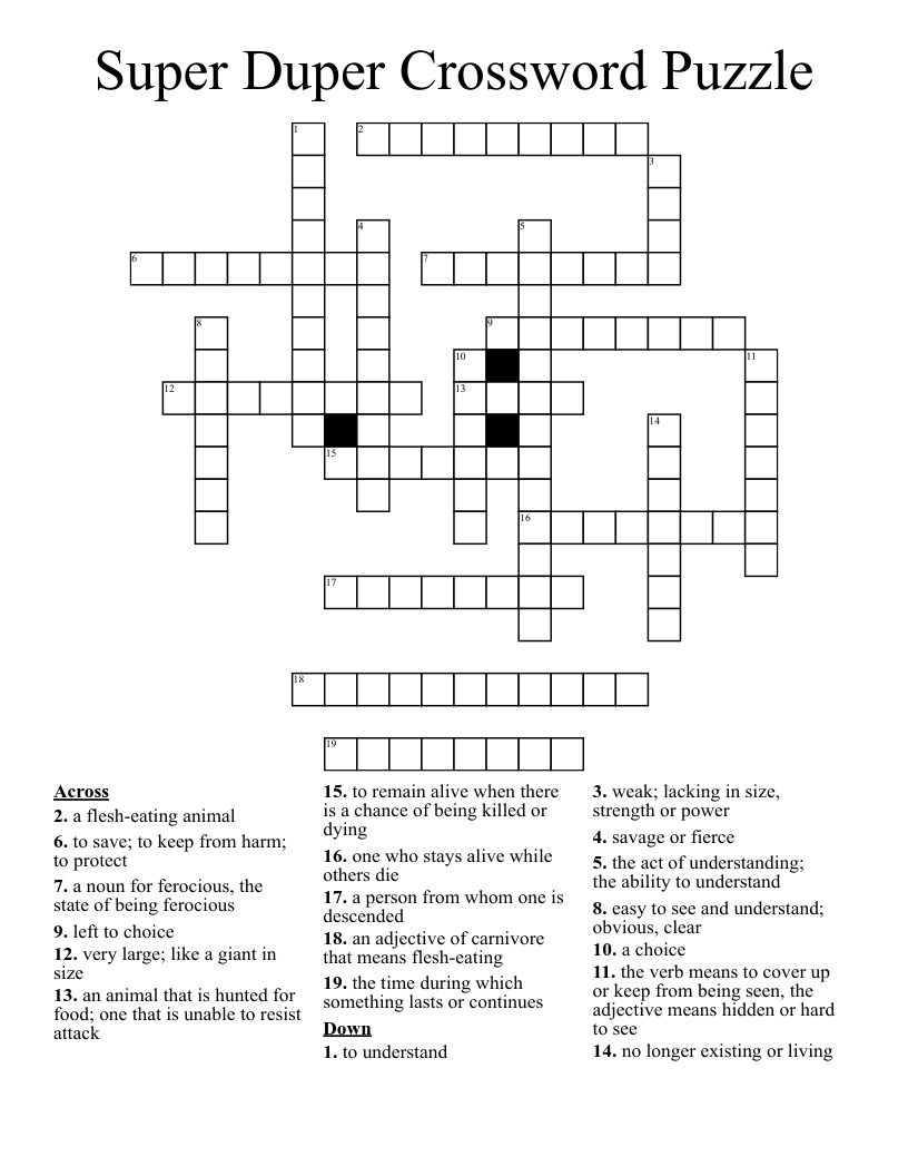 Super Duper Crossword Puzzle
