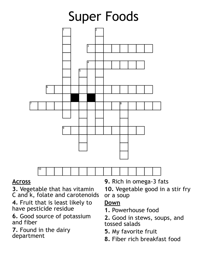 Super Foods  Crossword