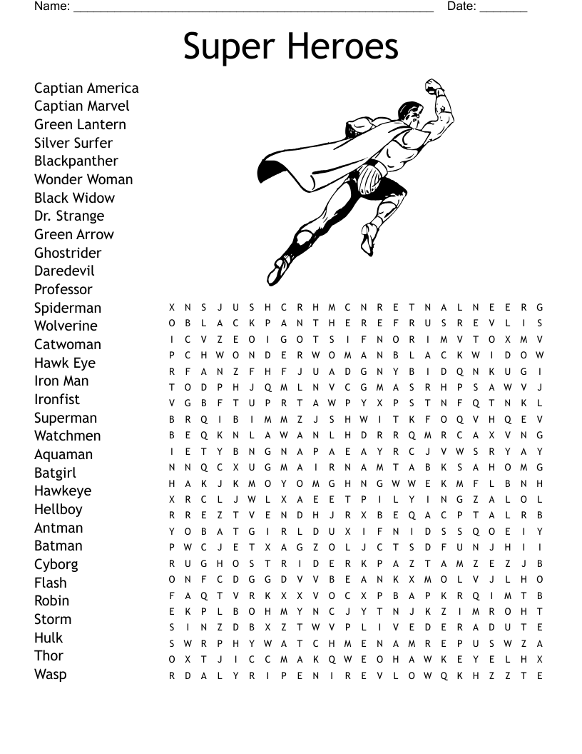 Super Heroes Word Search