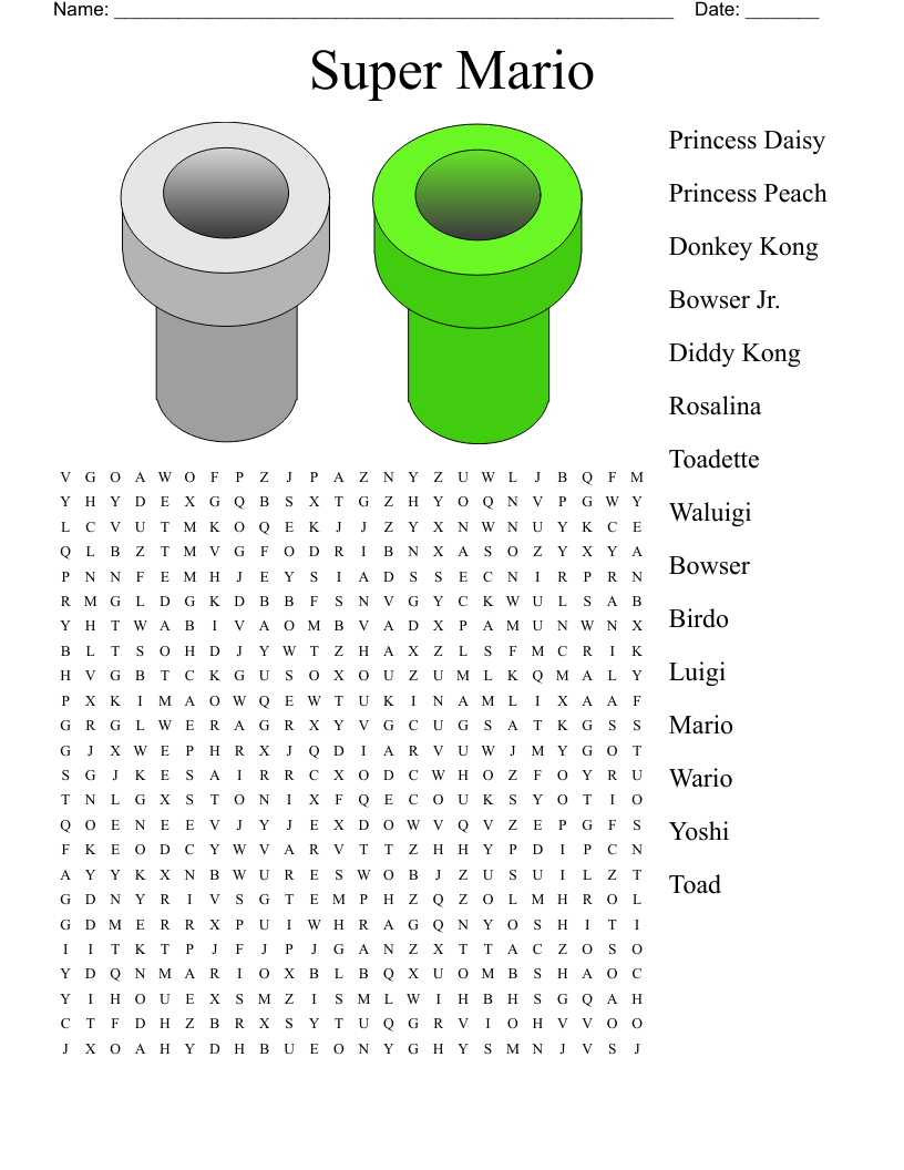 Super Mario Word Search