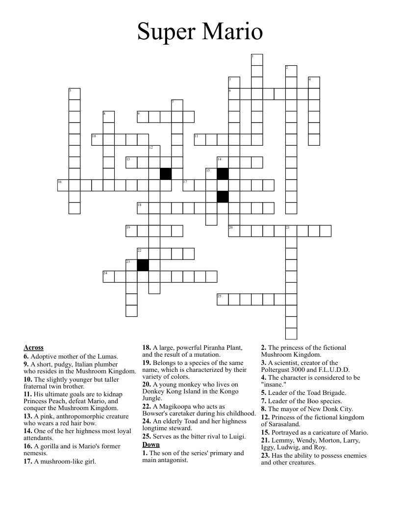 Super Mario Crossword