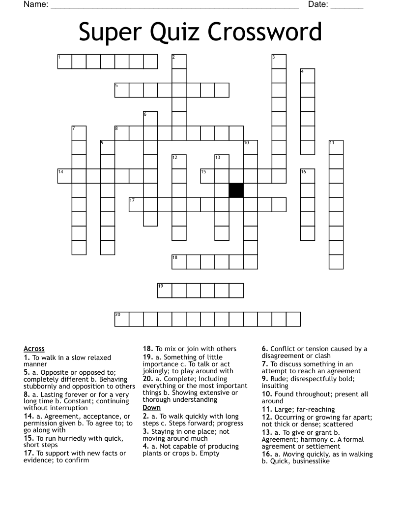Super Quiz Crossword