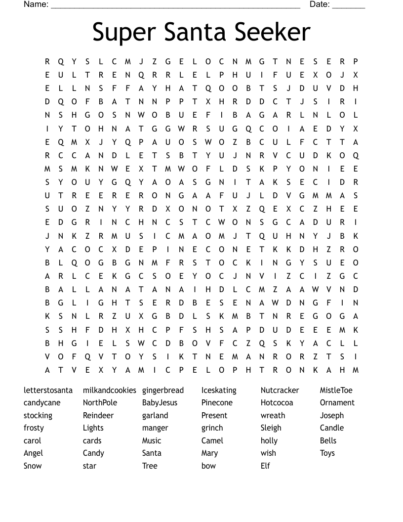 Super Santa Seeker Word Search