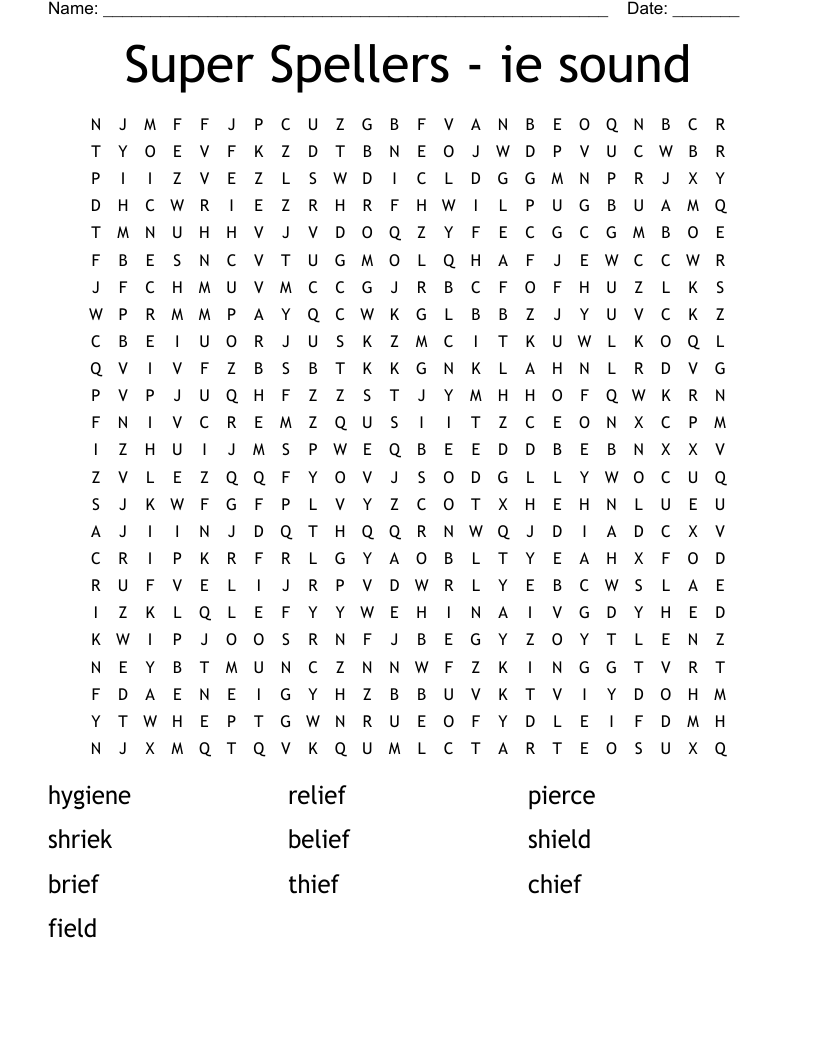 Super Spellers  - ie sound Word Search