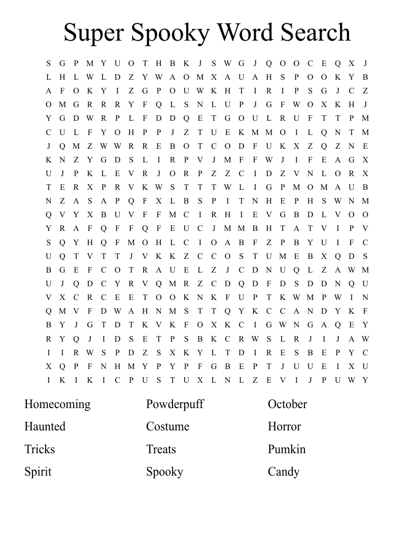 Super Spooky Word Search