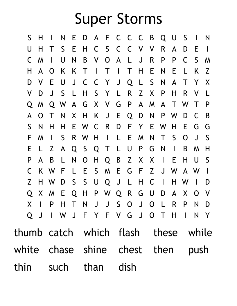 Super Storms Word Search
