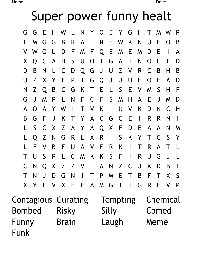 Super power funny healt Word Search