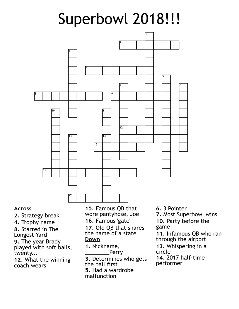 Superbowl 2018!!! Crossword