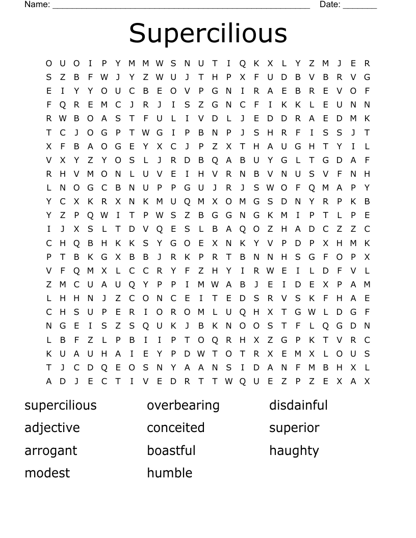 Supercilious Word Search