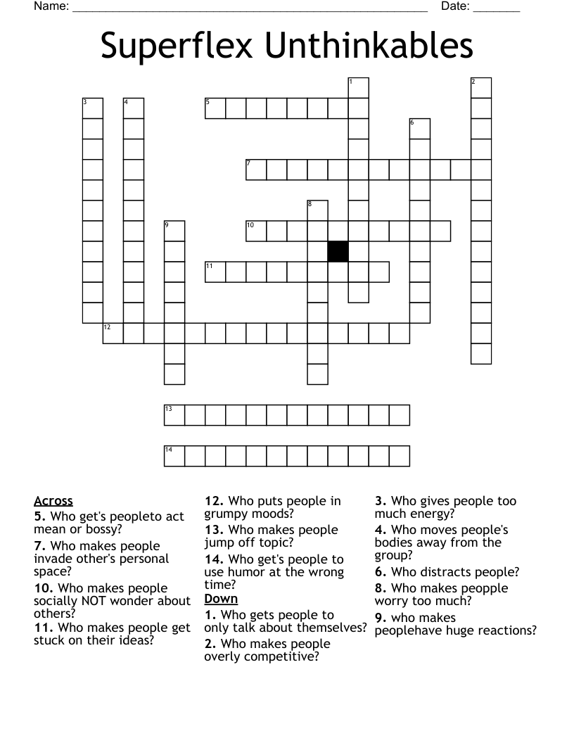 Superflex Unthinkables Crossword
