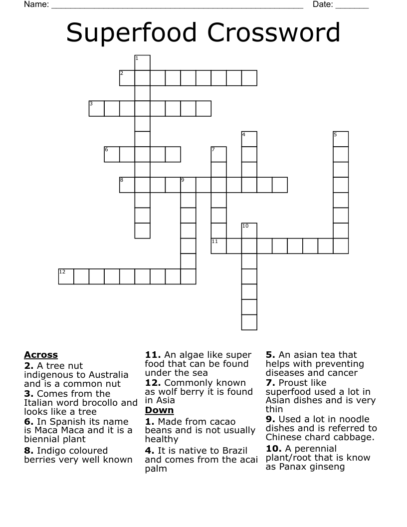 Superfood Crossword