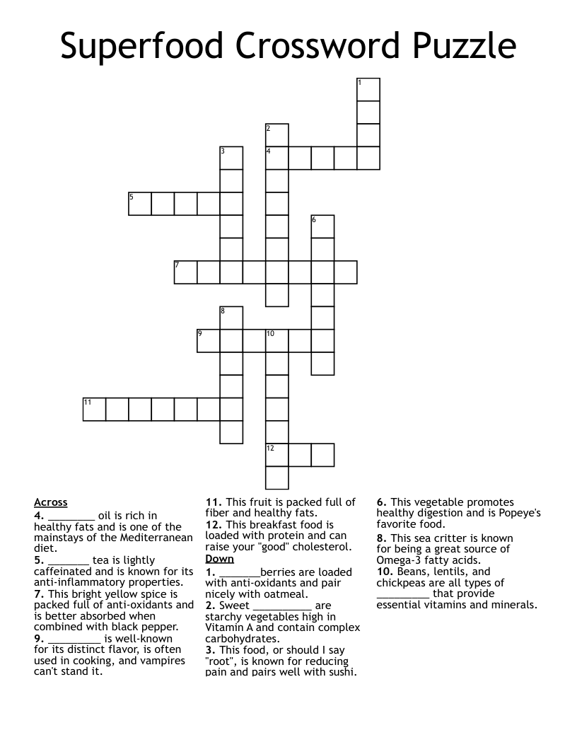 Superfood Crossword Puzzle