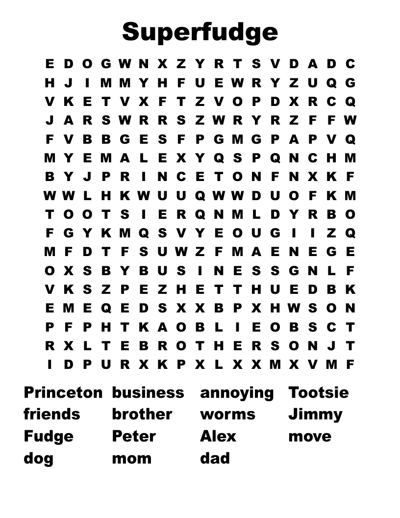 Superfudge Word Search
