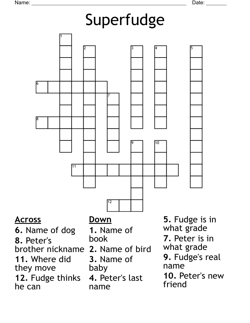 Superfudge Crossword