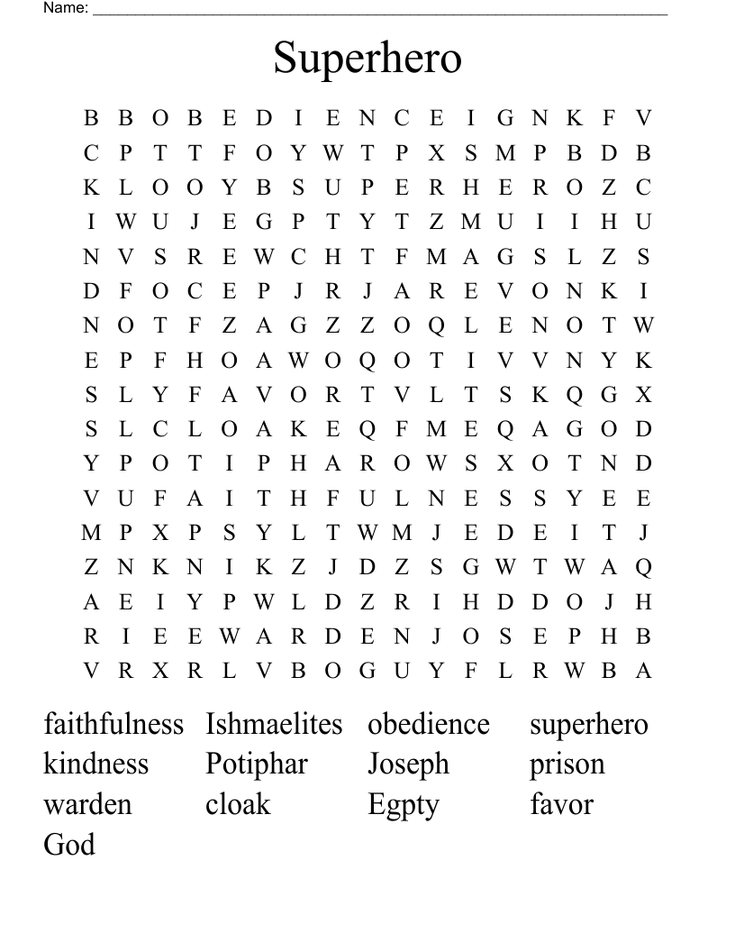 Superhero Word Search
