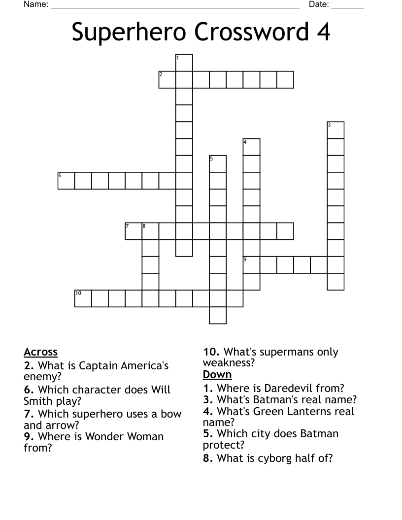 Superhero Crossword 4
