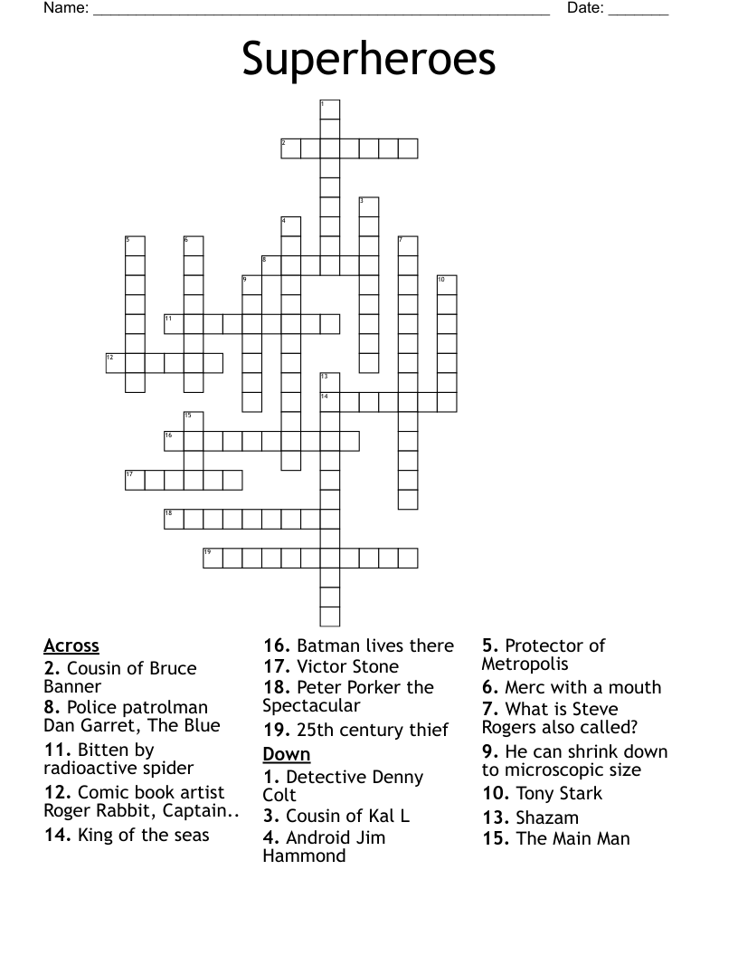 Superheroes Crossword
