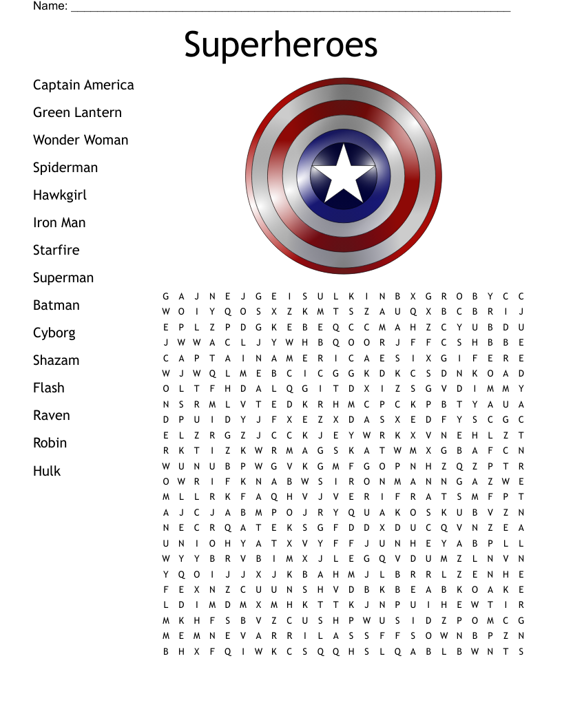 Superheroes  Word Search