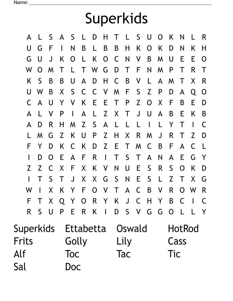 Superkids Word Search