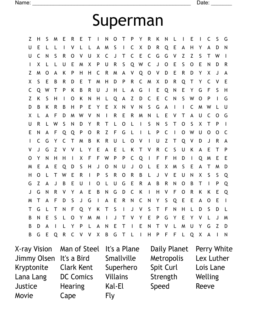 Superman Word Search