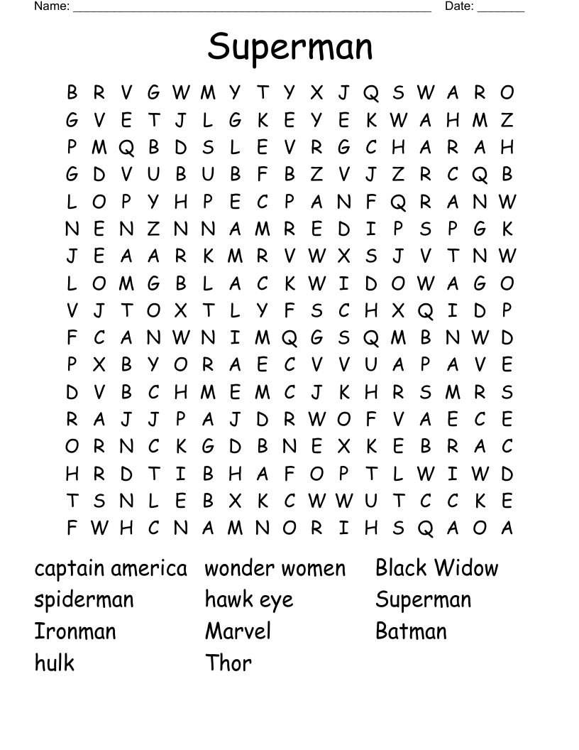 Superman Word Search