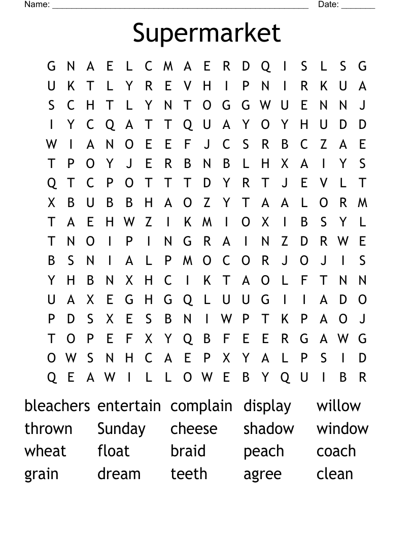 Supermarket Word Search