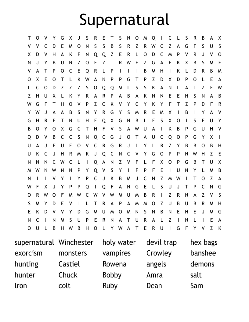 Supernatural Word Search