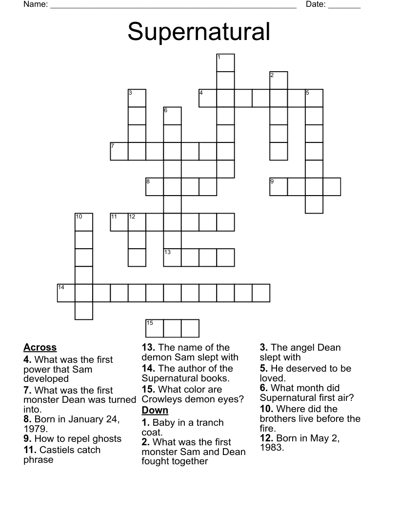 Supernatural Crossword