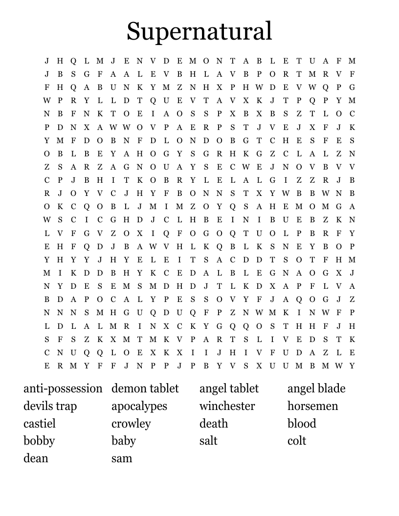 Supernatural Word Search