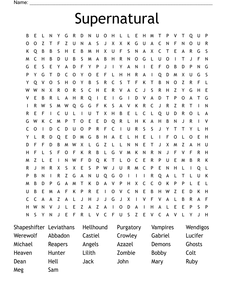 Supernatural Word Search