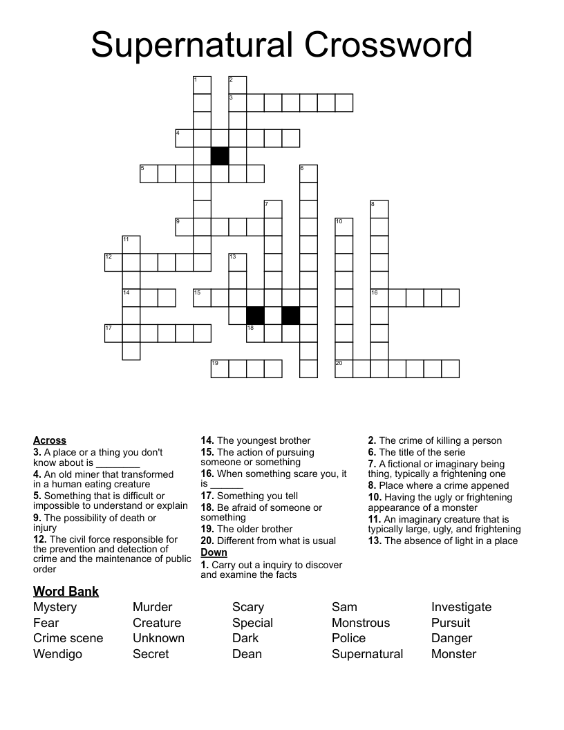 Supernatural Crossword