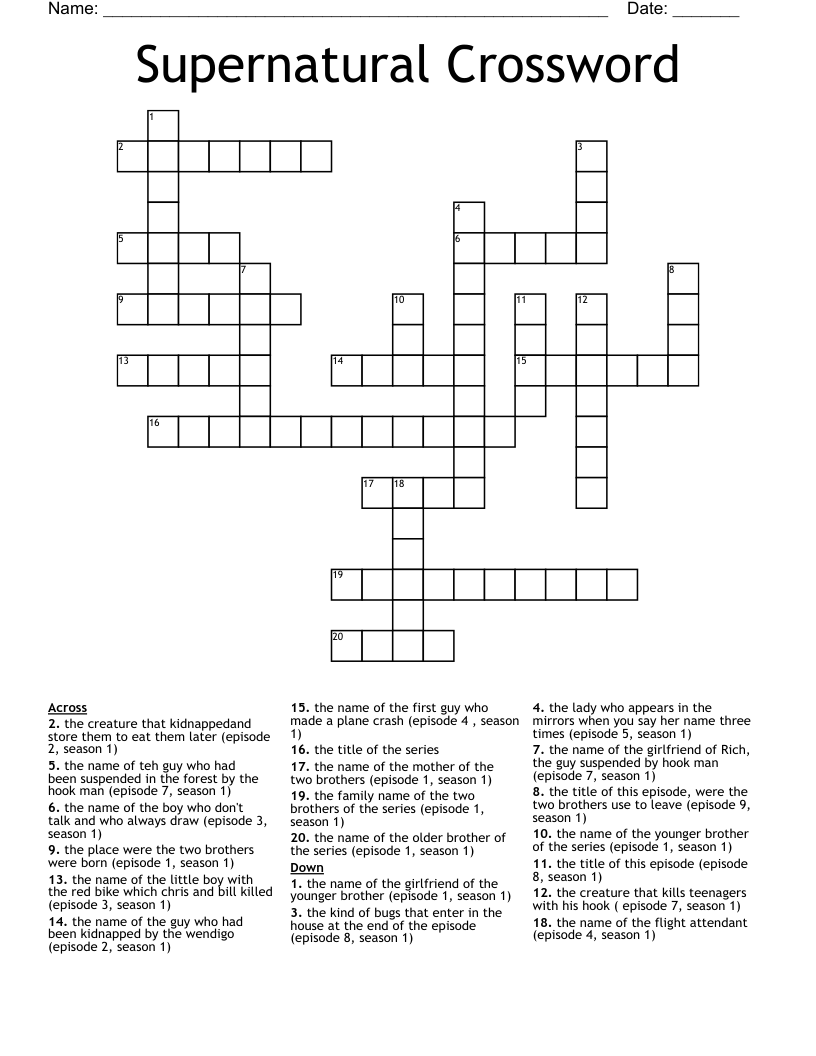 Supernatural Crossword