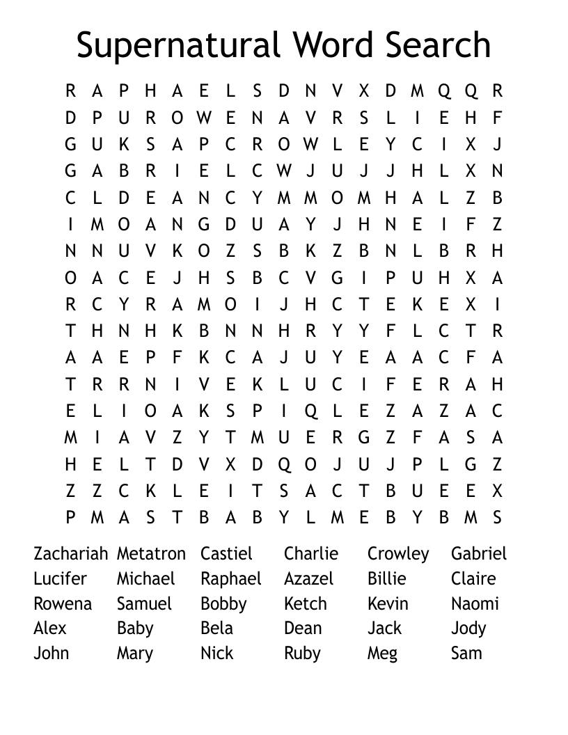 Supernatural Word Search