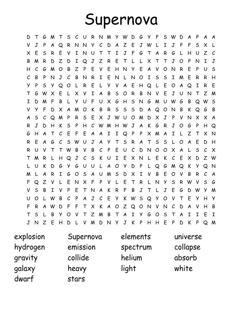 Supernova Word Search