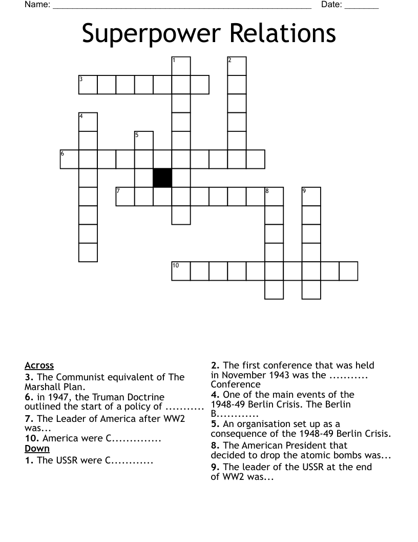 Superpower Relations Crossword
