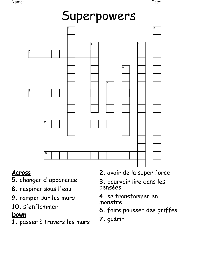 Superpowers Crossword