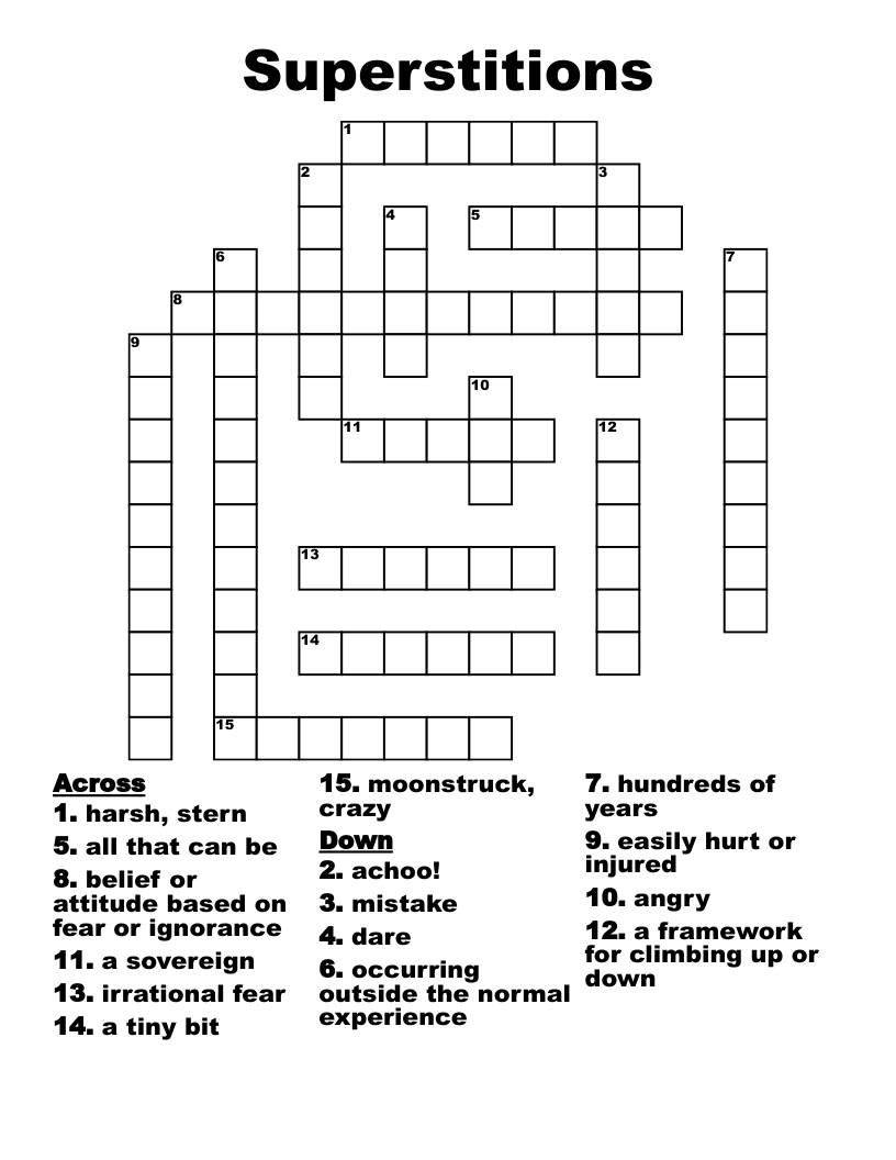 Superstitions Crossword